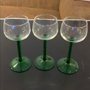 3 small glass wine vintage cups